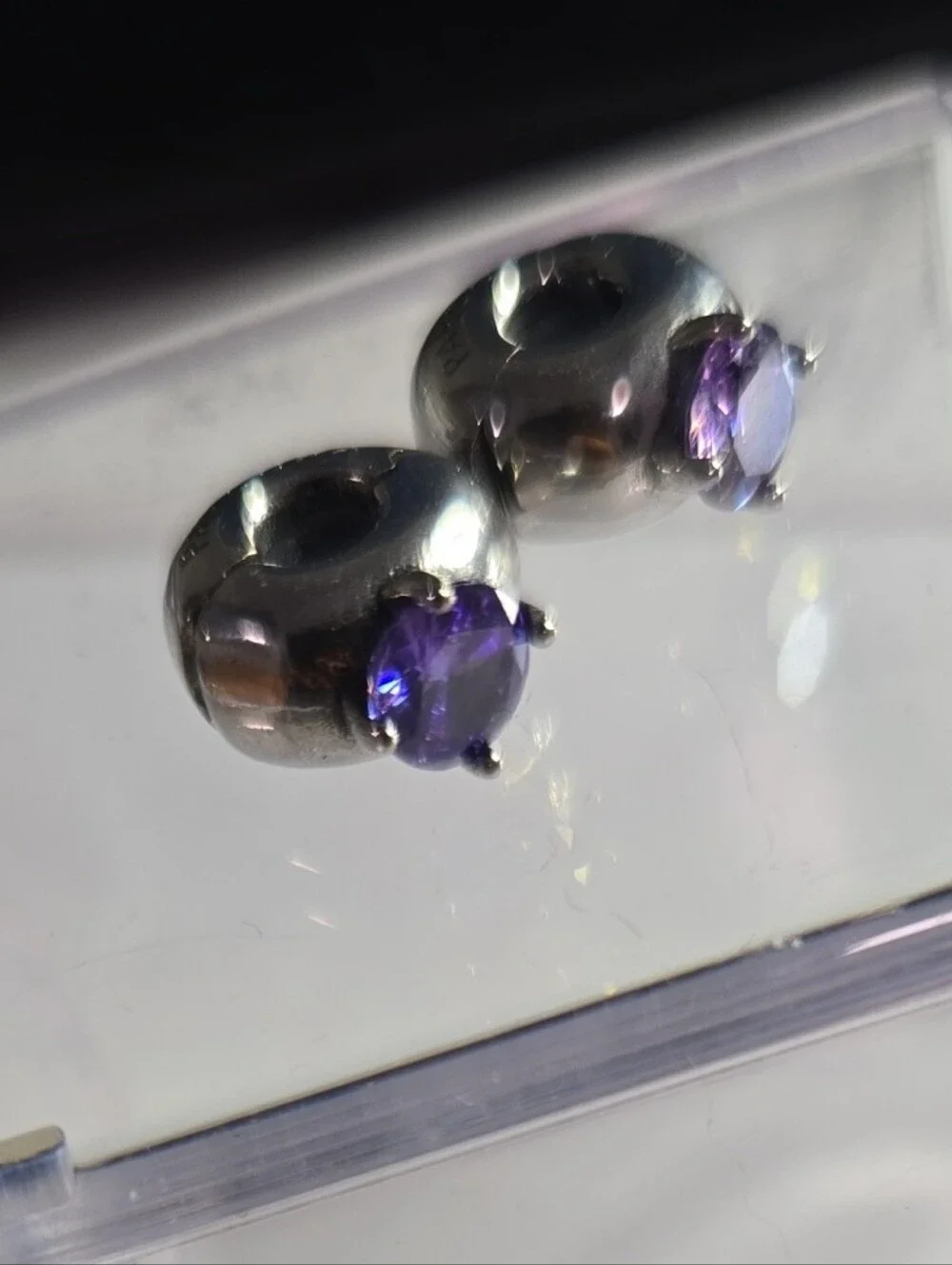 Pandora Purple Clips Pair - Picture 1 of 5